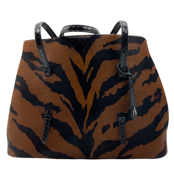 ALAIA CANELLE / NOIR NUT BROWN MINA MEDIUM POLAIN ZEBRA AND ELAPHE CALF HAIR AND - Picture 4 of 16